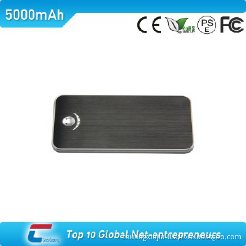 black 5000mAh power bank with led torch and 2.1A outputs
